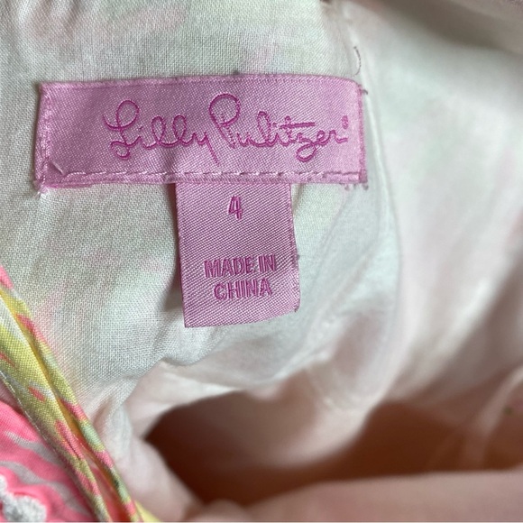 Lilly Pulitzer Bright COTTON sunburst floral spaghetti strap,tied back mini-SZ-4 - Picture 11 of 11